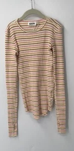 Molo teen girls beige orange pink ribbed striped t-shirt w/ thumb hole sz 15-16y - Picture 1 of 5