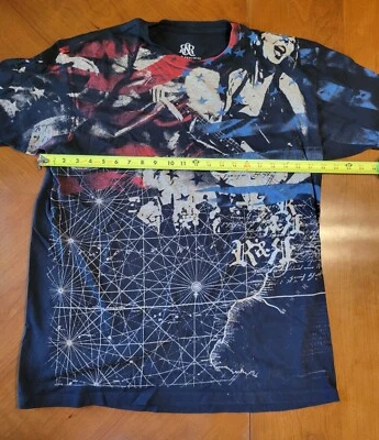 Camiseta Rock & Republic unissex XL preta gráfica, padrão geométrico roqueiro feminino - Imagem 1 de 4