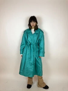 MAGGIE LAWRENCE Vintage blue trench coat Womens size Large - Picture 1 of 12