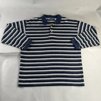 Camisa Polo Bugle Boy Company Mediana Azul Marino Hombres Rayas De Colección Usada #33 Foto 1 de 4