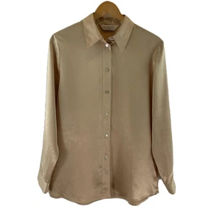 Vintage Dorothy Perkins Creme Satin Langarm Hemd UK 14 - Bild 1 von 9