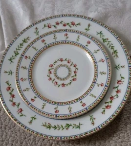 Raynaud Limoges Histoire De Roses Large Dinner Plate 10 3/4" & Salad Plate 7 3/4 - Picture 1 of 12