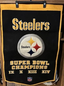 Pittsburgh Steelers NFL Banner Approx 24x36 Super Bowl Wins Wool Embroidered - Picture 1 of 7