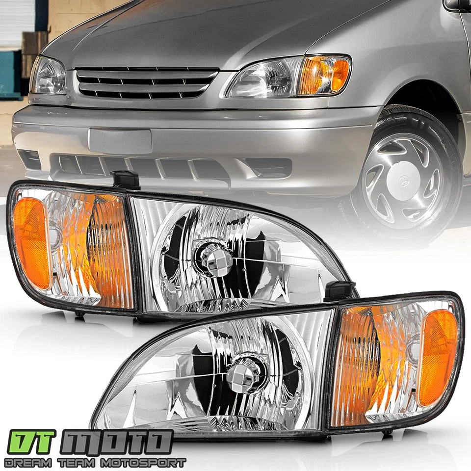For 2001 2022 2003 Toyota Sienna Headlights Headlamps w/Corner Lights Left+Right - Imagem 1 de 4