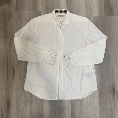 Burberry Brit Shirt Mens White Button Up Plaid Flip Cuff Stretch Nova Check XL - Image 1 of 4