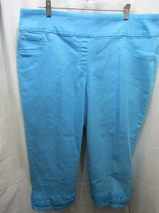 DAMEN RUBIN RD. BLAUE CAPRIHOSE MIT SPITZENBÜNDCHEN GRÖSSE 20 W INNENNAHT 22" TAILLE FLACH 21" - Bild 1 von 4