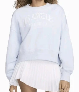 New Women Nike Sportswear Fleece Oversize Crew Neck Sweatshirt Blue Tint Small - Picture 1 of 10