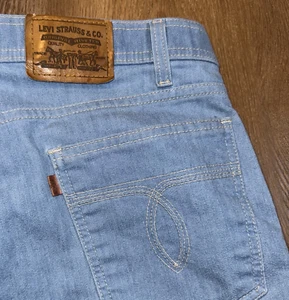 Vintage Levis Actions Jeans Mens Blue Denim Pants Stretch Levi's Brown Tab 40 27 - Picture 1 of 21