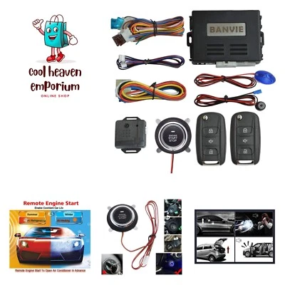 Car Alarm System with Remote Start & Push to Start Ignition Kit Engine Button - Image 1 of 4