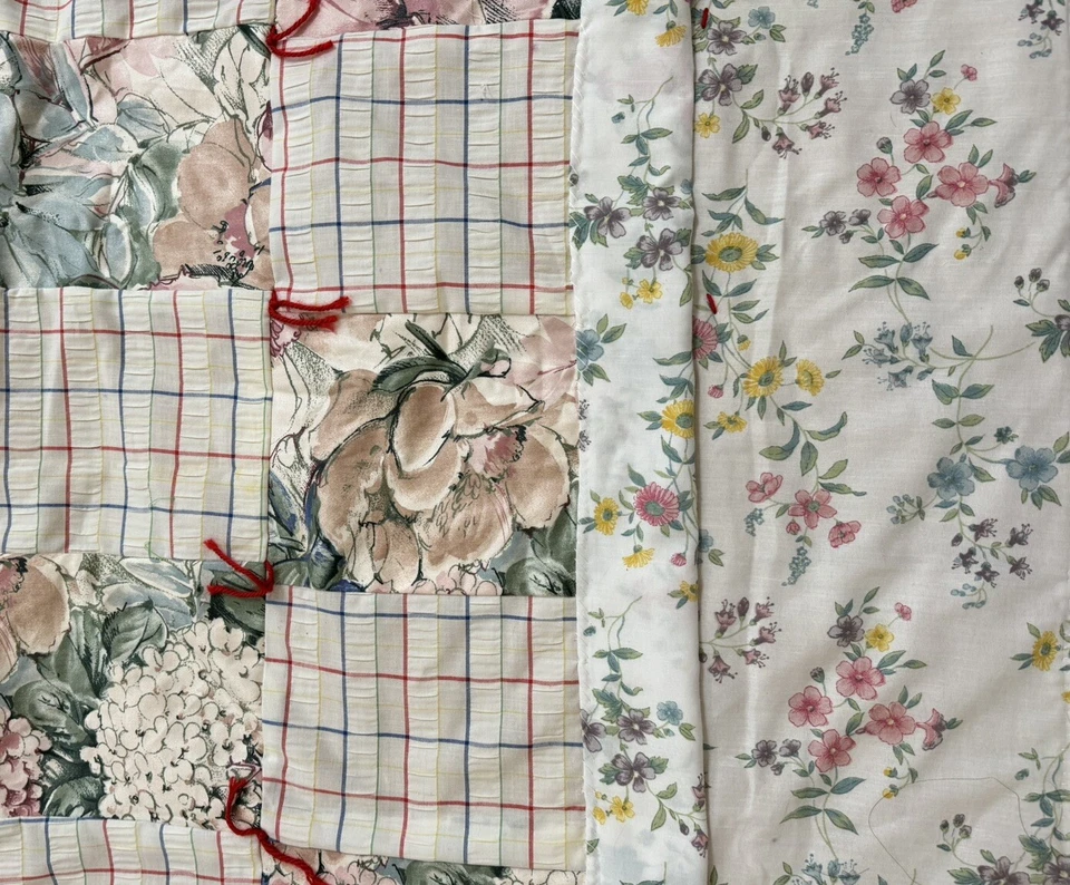 VTG Homemade Country Paisley Patchwork Blanket Double Side 51x43 CHIC COTTAGECOR - Image 1 of 3