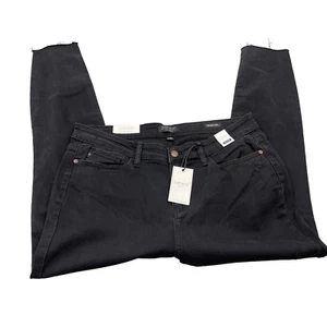 Pantalones de mezclilla ajustados azul Judy para mujer negros 32 parche de leopardo en dificultades mezcla de algodón - Imagen 1 de 9