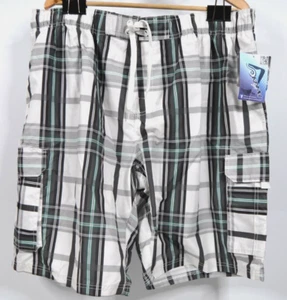 Traje de baño Kanu Surf bañador baúles para hombre 2XL negro a cuadros con bolsillos de carga nuevo - Imagen 1 de 9