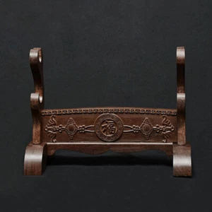 Wenge Katana Samurai Sword Holder Stand Rack Bracket Assembly Rack 福 word Carved - Picture 1 of 3