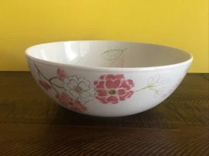THE CELLAR CREAMWARE FLORAL ACCENTS LARGE SERVING VEGETABLE BOWL PINK FLOWERS - Picture 1 of 9