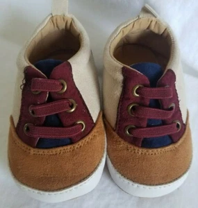 Old Navy Beige,Blue,Brown Oxford faux Suede Baby Boy Shoes Size 6-12mos - Picture 1 of 3