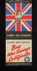 1940s EXCISE TAX WW2 Pledge Your Support Buy War Savings Carry On Canada Bulldog - Picture 1 of 2