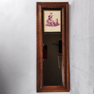 Vtg Narrow Wall Mirror Wood Frame w Double Matted Dog Discipline Print at Top - Picture 1 of 13