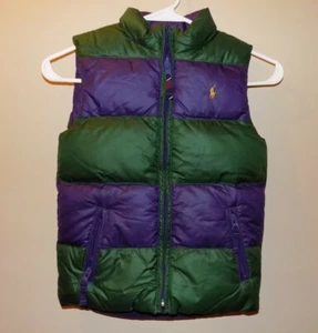 Polo Ralph Lauren Kids Reversible Down Filled Puffer Vest Size 6X Green Purple - Picture 1 of 5