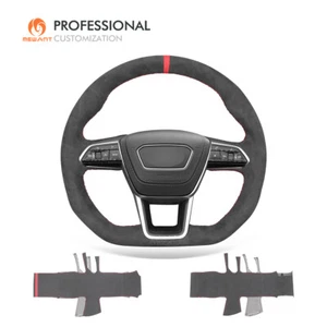 MEWANT Hand Stitched Alcantara Steering Wheel Cover for Audi TT A3 A4 RS 6 S4 - Foto 1 di 11