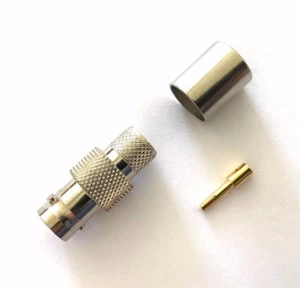 Paquete de 5 conectores coaxiales BNC hembra crimpado RF para RG8 LMR400 Stock en EE. UU.  - Imagen 1 de 3