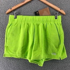 The North Face Half Dome Fleece Shorts Lime Green Standard Fit Pockets Women's L - Picture 1 of 9