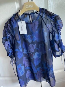 Top Ted Baker con dettagli e maniche increspate nero blu grigio taglia 1 taglia 8 nuovo con etichette - Foto 1 di 13