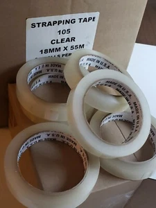 Strapping Tape clear 18mm × 55m , 3/4" wide . 56 ROLLS - Picture 1 of 3