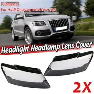 Pair Front Left+Right Headlight Lens Clear Lampshade Cover For Audi Q5 2009-2012 - Picture 1 of 6