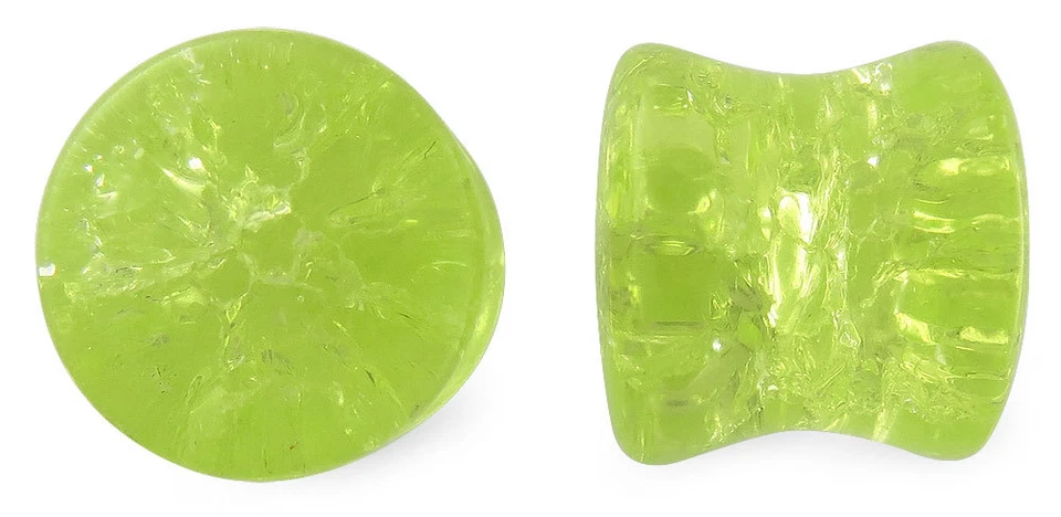 Пара лаймово-зеленых треснутых стеклянных пробок датчиков - Изображение 1 из 1