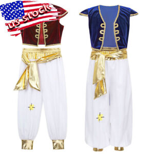 US Kid Boys Party Costume Prince Arabe Cosplay Performance Taille avec Pantalon