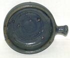 Set of 2 Pottery Flat Bowls w/ Stub Handle Blue Brown Green ~ 4.75" L x 1.25" H