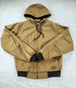 CE Schmidt Workwear Jacket Mens Small Brown Canvas Lined Hooded Pockets 36-38 - Picture 1 of 10