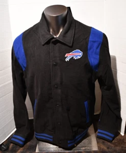 NUEVO Abrigo Chaqueta Universitaria Buffalo Bills New Era Negro Cuello Completo a Presión Para Hombre L - Imagen 1 de 10
