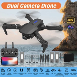 4K HD WiFi Drone Dual Camera Drone Foldable RC Quadcopter 3 Battery for Kids Toy - Picture 1 of 12