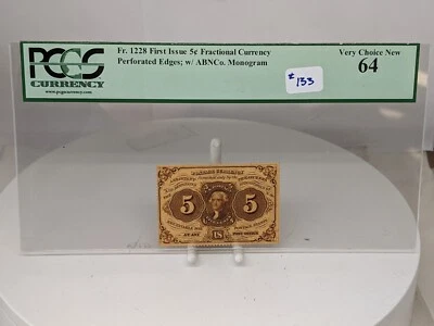 US Fractional 5c Cent Postal Currency WASHINGTON FR#1228 First Issue PCGS 64 - Image 1 of 4