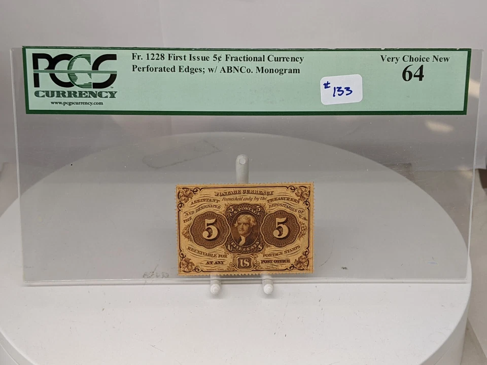 US Fractional 5c Cent Postal Currency WASHINGTON FR#1228 First Issue PCGS 64 - Image 1 of 4