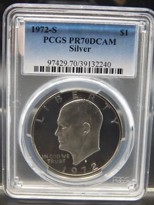 1972-S PROOF Eisenhower IKE SILVER $1 Dollar PCGS PR70DCAM Graded -BT133 - Image 1 of 4