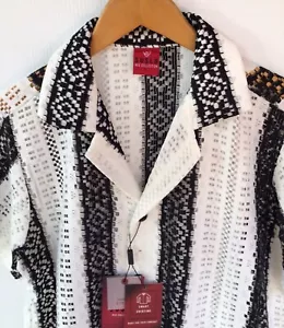 Men's Luxurious Crochet Shirt,Italian Style,Stretch M to 4XL…A20.A - Picture 1 of 15
