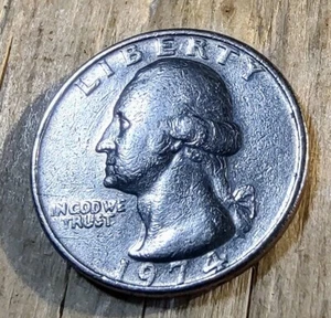 1974 Washington 25c No Mint Mark. Reverse: Quarter Dollar Completely On Rim - Picture 1 of 8