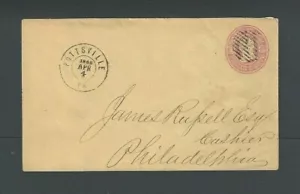 Ca 1861 U35 3c Pink On Buff Used Entire Size 7 - Picture 1 of 1