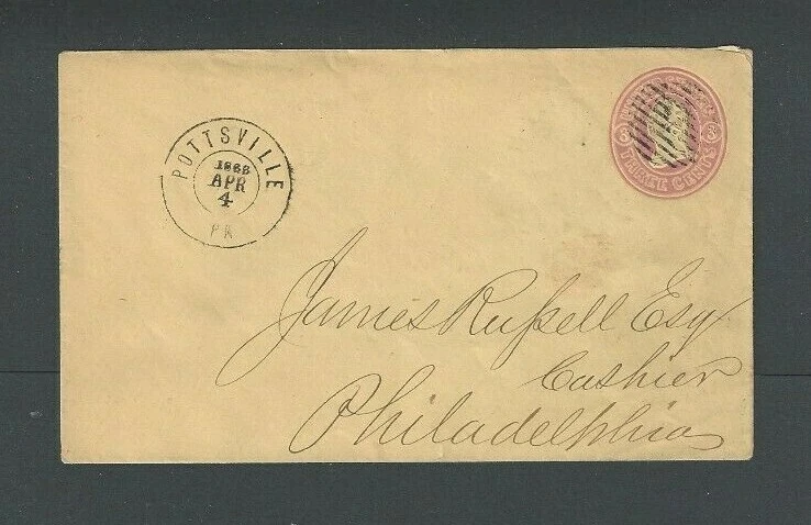  Ca 1861 U35 3c Pink On Buff Used Entire Size 7  - Image 1 of 1