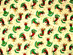 Holiday Angels Christmas Cotton Quilt Fabric 1 3/4 Yds Tan Craft Religious - Picture 1 of 4