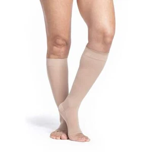 Sigvaris Sheer Women's Knee High 30-40 mmHg, Open Toe Compression Support - Picture 1 of 36