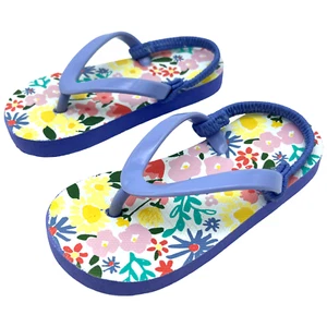 Kinder Flip Flops Lavendel & Mehrfarbig Blumendruck Schuhe Größe 7-8 - Bild 1 von 5