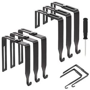 6 Pack Adjustable Over The Door Hooks Metal Cubicle Wall Hooks Black Cubicle ... - Picture 1 of 7