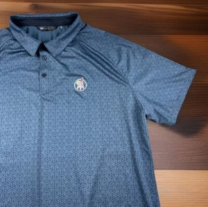 UNRL X Barstool Sports Golf Polo Shirt Men's 2XL Geometric All Over Print Navy - Picture 1 of 13