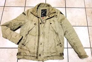 JET LAG Jacket Adult Khaki Tan Full Zip Military Aviator Sherpa Quilted Heavy - Picture 1 of 16