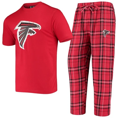 Men's Atlanta Falcons Concepts Sport Red/Black Ethos T-Shirt & Pants Sleep Set Cover