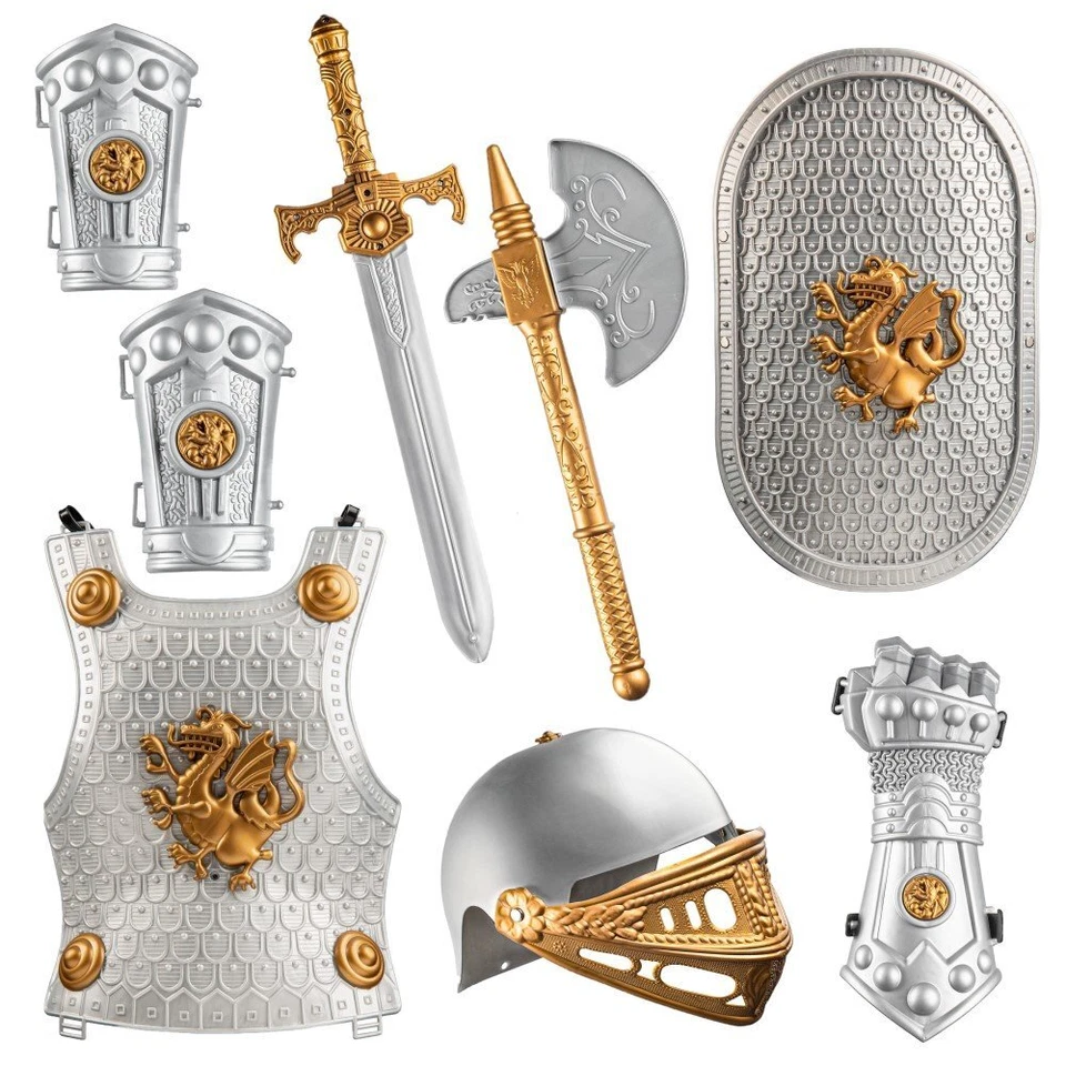 Juego de armadura de caballero americano Dress-Up para niños - Escudo medieval y casco... Foto 1 de 3