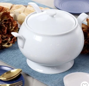 Gibson Simply White Große Suppenterrine 2,5 Quart mit Schöpfkelle und Deckel Neu - Bild 1 von 8